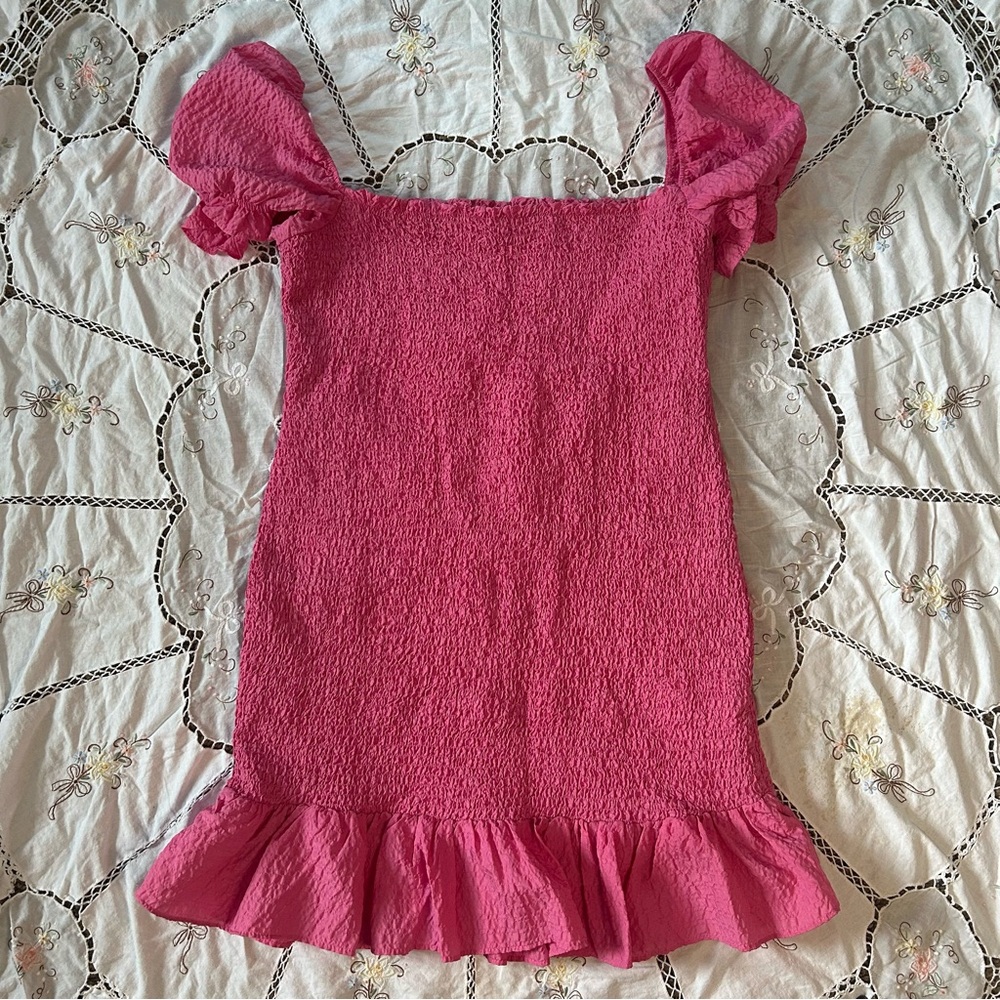 Zara Fuchsia Ruffle Sleeve Dress